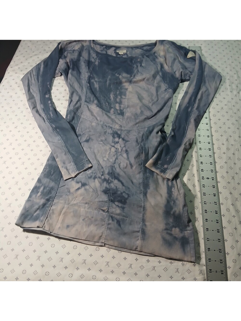 Diesel Femme Blue Tie Dye Long Sleeve Top Womens Y2K Grunge Streetwear